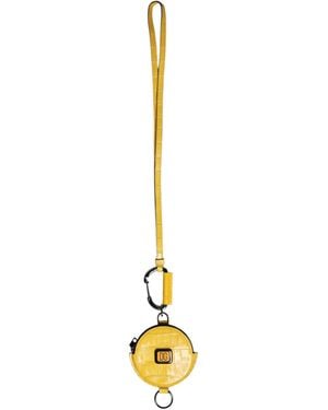 Dolce & Gabbana Round Leather Dg Logo Coin Purse Lanyard Wallet - Metallic