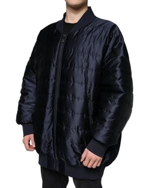 Dolce & Gabbana Dark Quilted Full Zip Bomber Jacket - Black