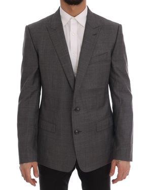 Dolce & Gabbana Dolce Gabbana Grey Wool Martini Slim Blazer - Black