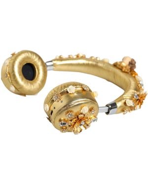 Dolce & Gabbana Leather Floral Crystal Angel Headset Headphones - Metallic