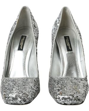 Dolce & Gabbana Sequin Embellished Heels Court Shoes Shoes Polyester Leather - Grey