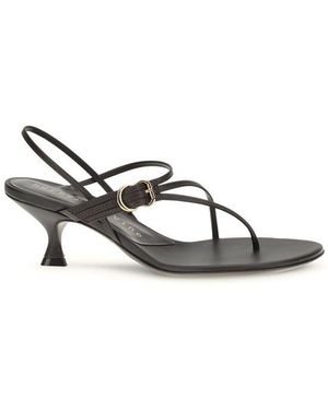 Herbert Levine Calf Leather Bos Taurus Stiletto Heel Sandals - Brown