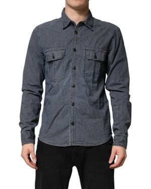Jack & Jones Button Down Long Sleeves Denim Shirt - Blue