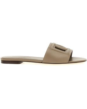 Dolce & Gabbana Calfskin Slides - Gray