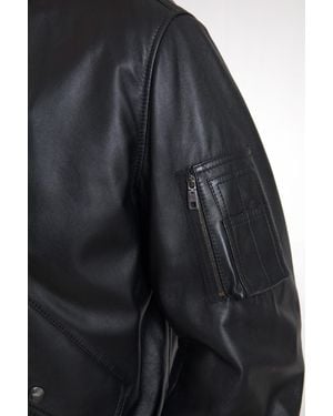 Dolce & Gabbana Leather Blouson Full Zip Bomber Jacket - Black