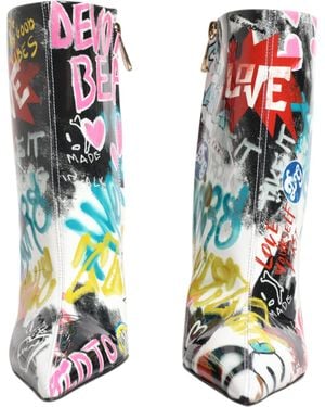 Dolce & Gabbana Graffiti Keira Mid Calf Boots Shoes - White