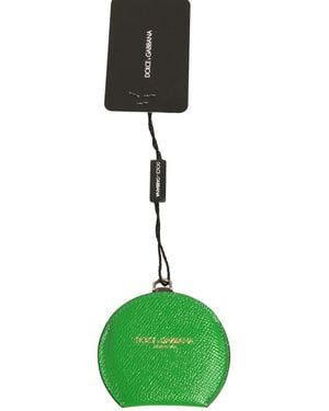 Dolce & Gabbana Leather Hand Mirror Holder With Logo Details - Green