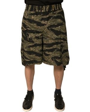 Dolce & Gabbana Tiger Print Cargo Shorts - Black