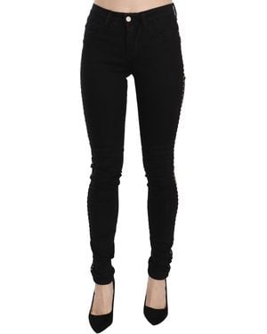 CoSTUME NATIONAL Embellished Mid Waist Skinny Denim Jeans - Black