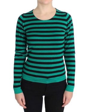 Dolce & Gabbana Striped Knit Long Sleeve Pullover - Green