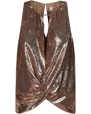 Dahlo Sequin Cropped Top - Brown