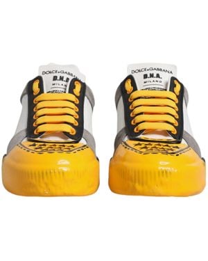 Dolce & Gabbana Leather Dna Low Top Trainers Shoes - Yellow