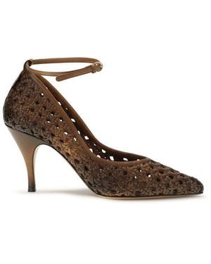 Miu Miu Woven Leather Court Shoes - Brown