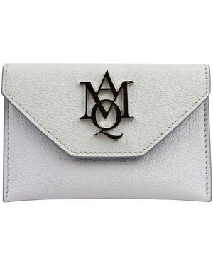 McQueen Two Tone Ivory Leather Card Holder - Gray