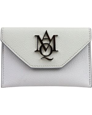 McQueen Two Tone Ivory Leather Card Holder - Gray