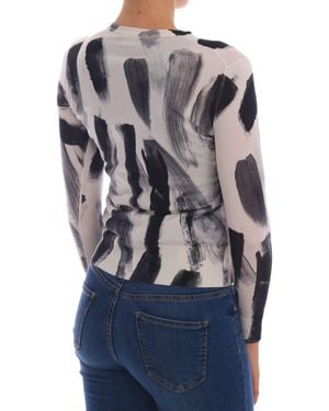 Dolce & Gabbana Elegant Silk Stroke-Pattern Jumper - Blue
