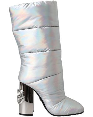 Dolce & Gabbana Padded Dg Logo Heels Boots Shoes - White
