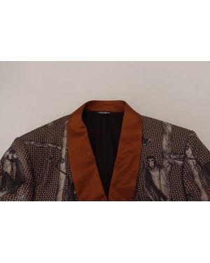 Dolce & Gabbana Monkey Print Silk Slim Jacket Blazer - Black