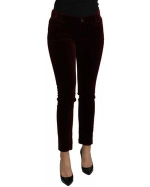 Dolce & Gabbana Velvet Stretch Slim Fit Trousers - Black