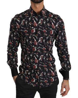 Dolce & Gabbana Musical Instrument Slim Fit Shirt - Black