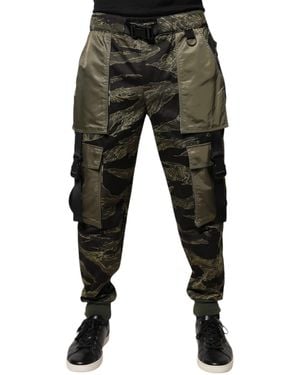 Dolce & Gabbana Tiger Camo Cargo Trousers Model Pan75900 - Black