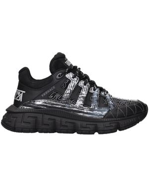 Versace Fabric Athletic Sneakers - Black