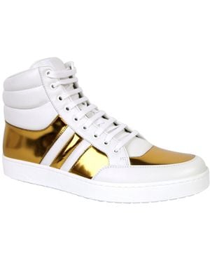 Gucci High Top Contrast Padded Leather Sneaker - Metallic