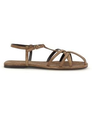 Herbert Levine Calf Leather Bos Taurus Flat Sandals - Brown