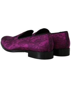 Dolce & Gabbana Jacquard Loafers Dress Formal Shoes Silk - Black