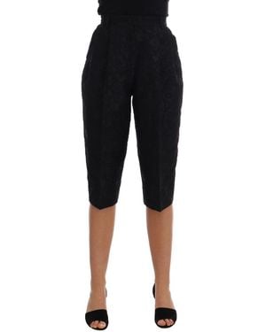 Dolce & Gabbana Brocade High Waist Capri Shorts - Black