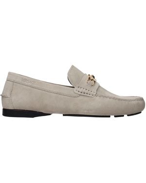Versace Leather Slip-On Loafers - Gray