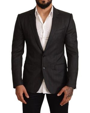 Dolce & Gabbana Check Wool Slim Fit Blazer Jacket - Black