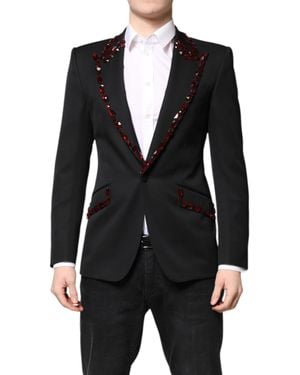 Dolce & Gabbana Sicilia Crystalembellished Coat Blazer - Black