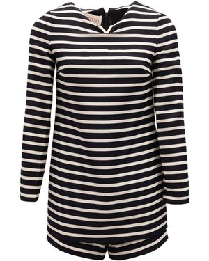 Valentino Garavani Striped Romper - Black