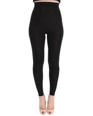 Dolce & Gabbana Elegant High Waist Virgin Wool Legging - Black