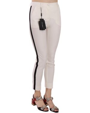 Dolce & Gabbana Side Stripe Cropped Skinny Pants - White