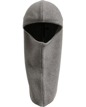 Dolce & Gabbana Wool Ribbed Knit Balaclava Wrap Hat - Grey