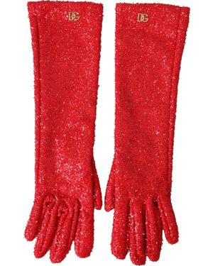 Dolce & Gabbana Lurex Fantasia Mid Arm Length Gloves - Red
