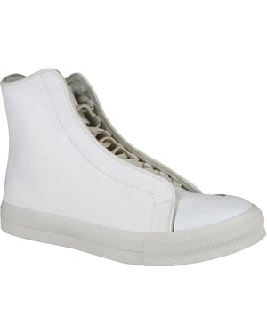 McQueen Hi Top Ivory Canvas Sneaker - Gray
