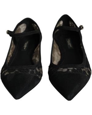 Dolce & Gabbana Black Taormina Lace Bellucci Flats Shoes