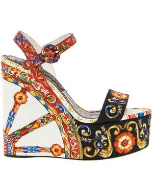 Dolce & Gabbana Viscose Wedge Sandals - Multicolor