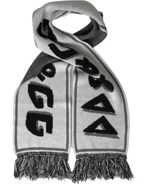 Dolce & Gabbana Cashmere Knitted Wrap Shawl Fringe Scarf - Gray
