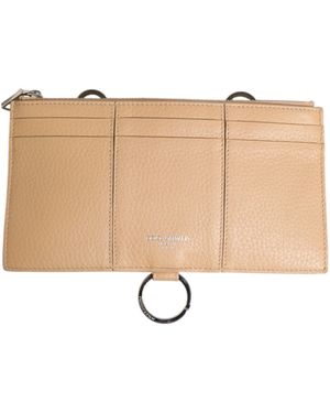 Dolce & Gabbana Calfskin Leather Large Crossbody Card Holder Wallet - Natural