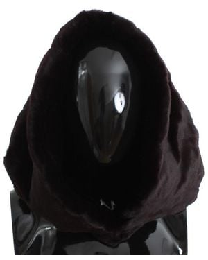 Dolce & Gabbana Weasel Fur Crochet Hood Scarf Hat in Black  display picture 3