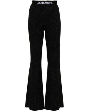 Palm Angels Logo Lurex Flared Pants - Black