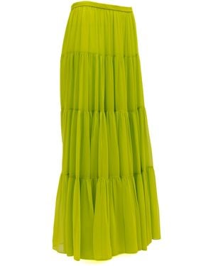 Valentino Garavani Lime Flowing Maxi Skirt - Green