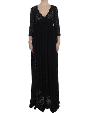 Dolce & Gabbana Ricamo Knitted Full Length Maxi Dress - Black