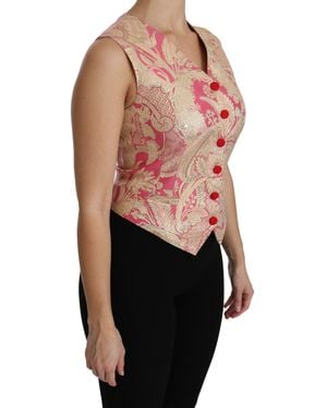 Dolce & Gabbana Brocade Waistcoat Vest Blouse Top And - Orange