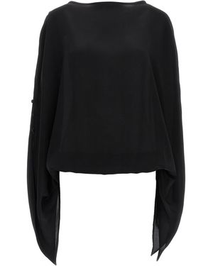 DI.LA3 PARI' Cristina Blouse Silk Shirt - Black