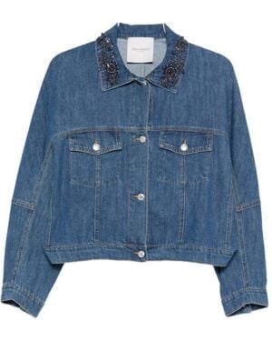 ERMANNO FIRENZE Embroidered Denim Jacket - Blue